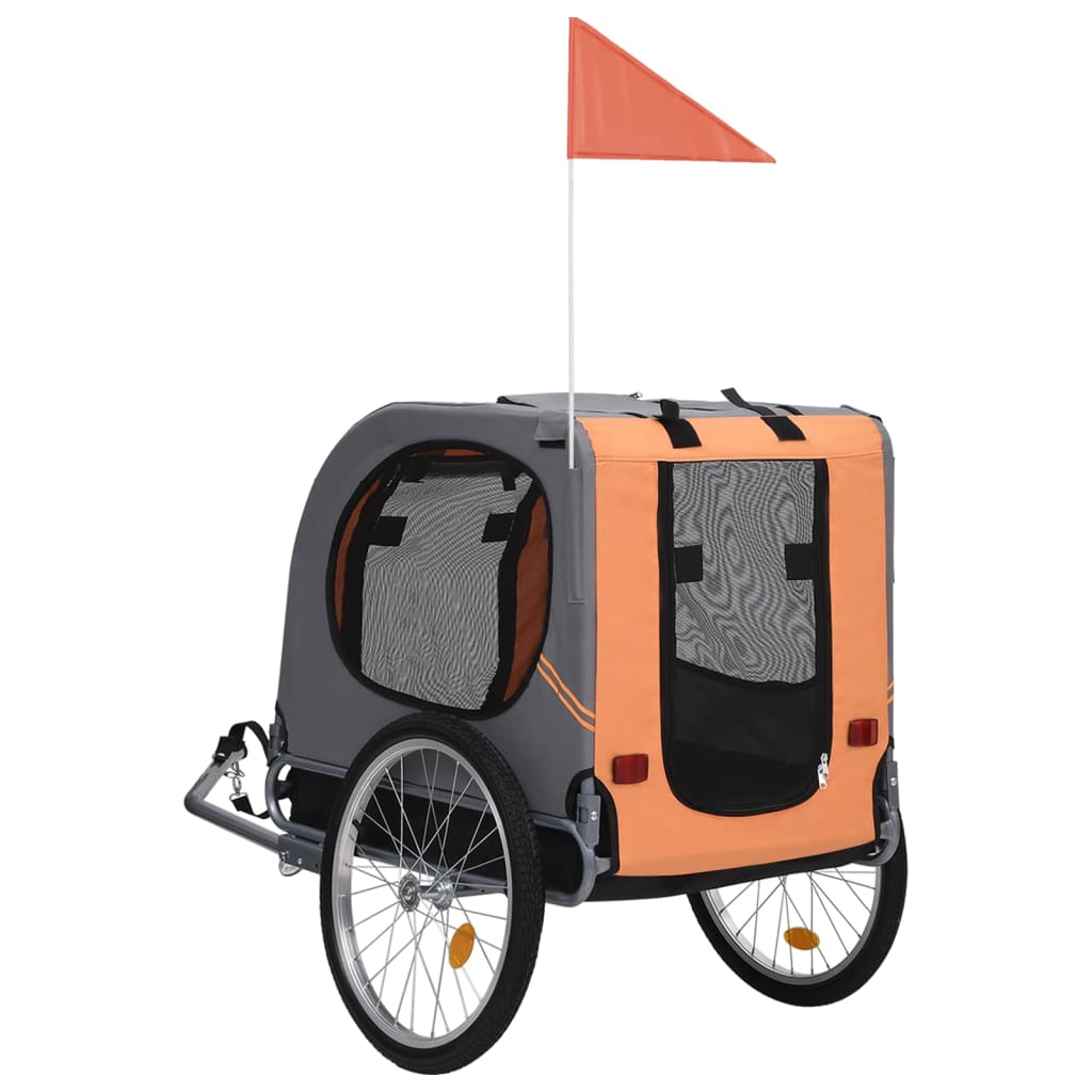 vidaXL Pet Bike Trailer Orange and Grey