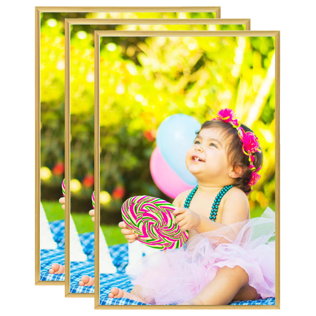 vidaXL Photo Frames Collage 3 pcs for Wall or Table Gold 59.4x84cm MDF