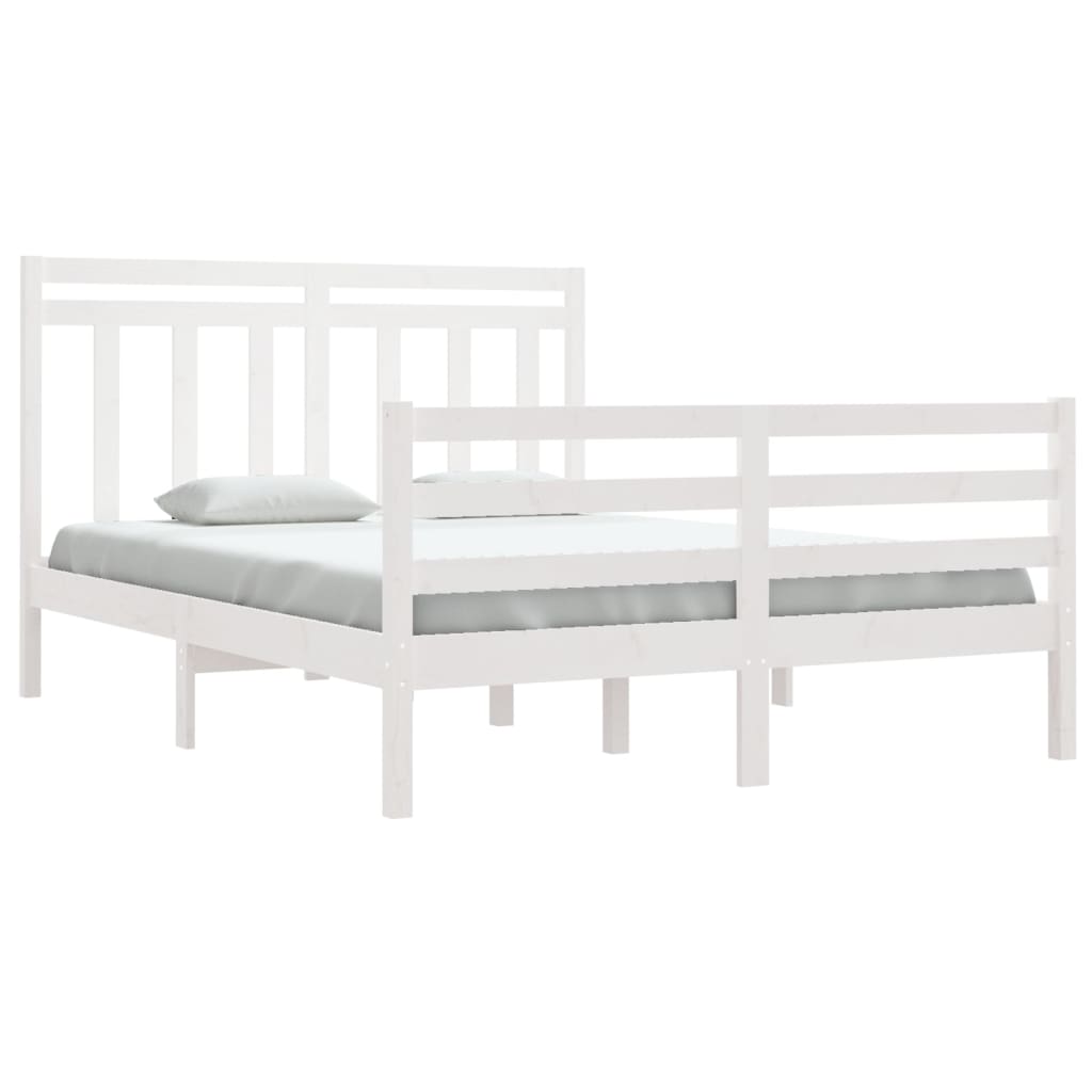 vidaXL Bed Frame White Solid Wood 140x190 cm