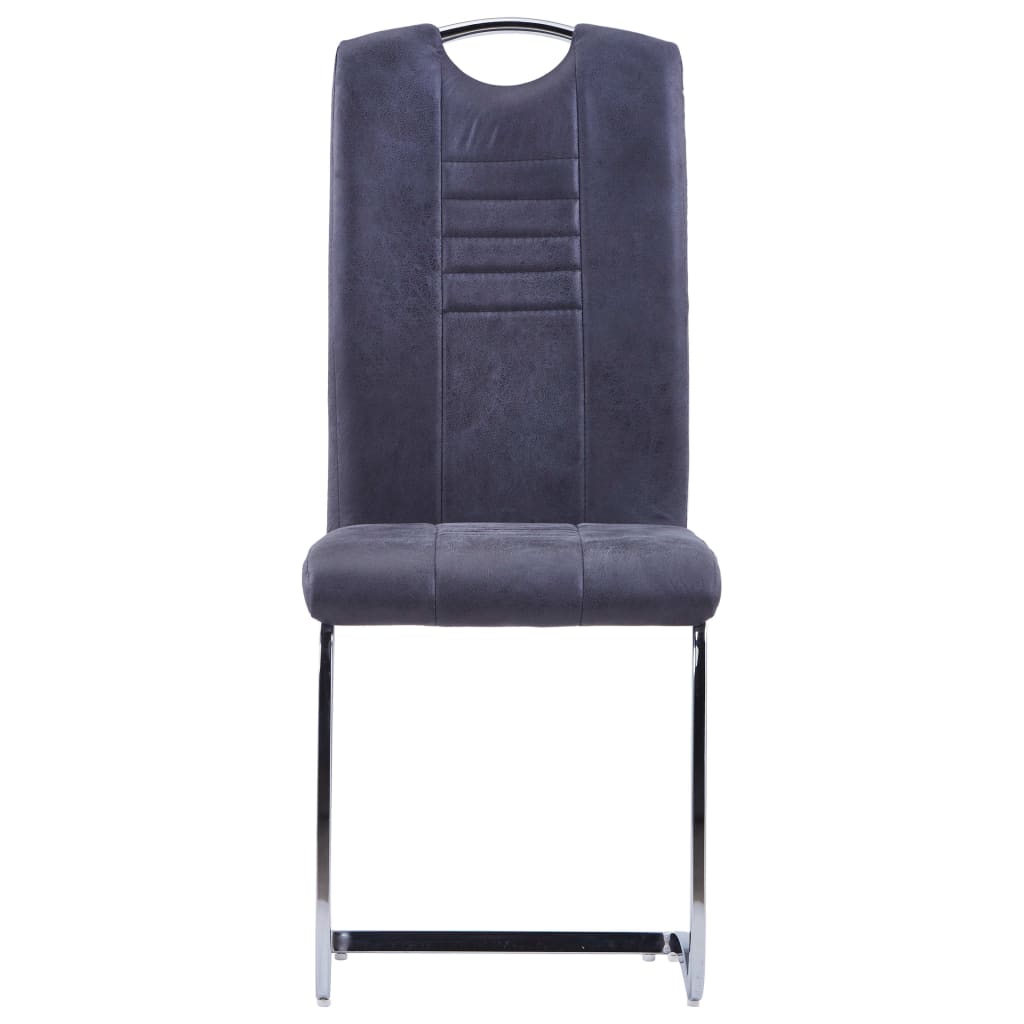 vidaXL Cantilever Dining Chairs 6 pcs Grey Faux Suede Leather
