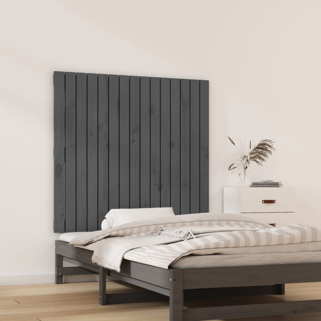 vidaXL Wall Headboard Grey 95.5x3x90 cm Solid Wood Pine