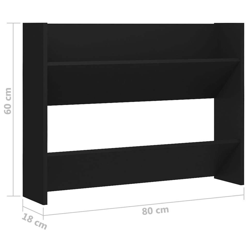 vidaXL Wall Shoe Cabinet Black 80x18x60 cm Engineered Wood