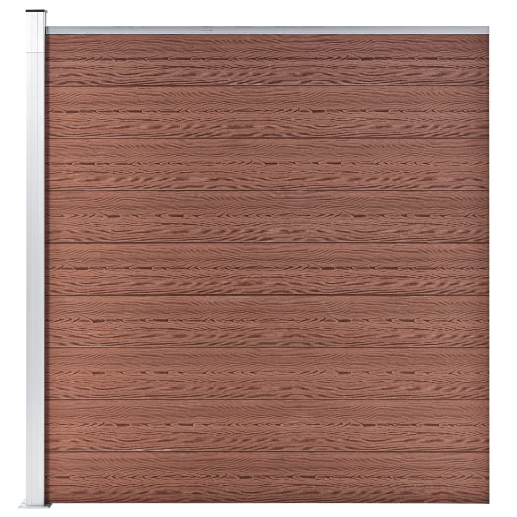 vidaXL WPC Fence Set 9 Square + 1 Slanted 1657x186 cm Brown