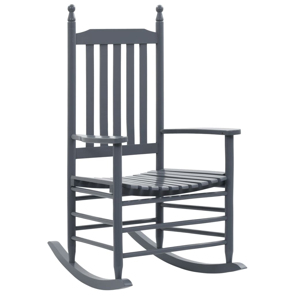 vidaXL Rocking Chair with Curved Seat Grey Poplar Wood