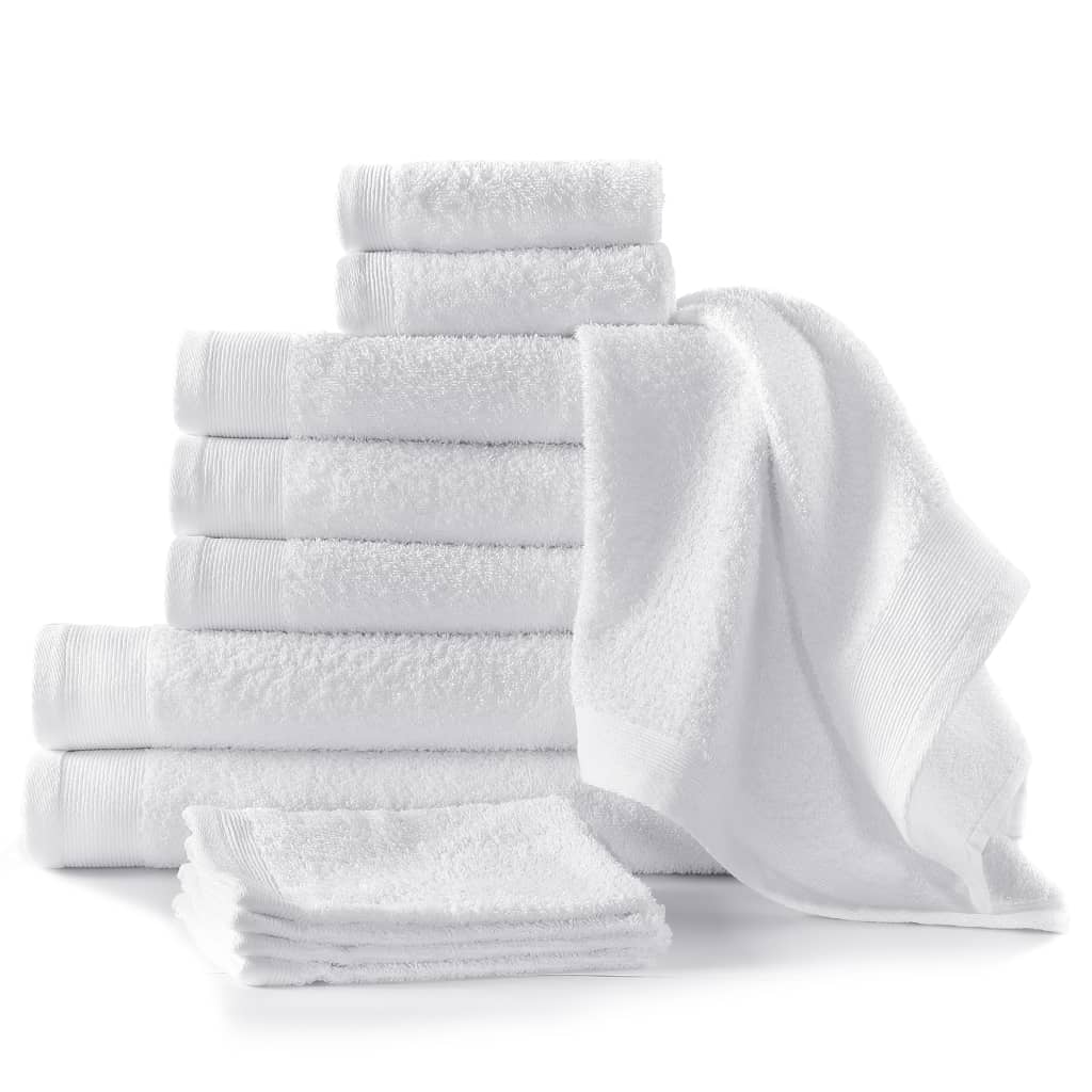 vidaXL 12 Piece Towel Set Cotton 450 gsm White