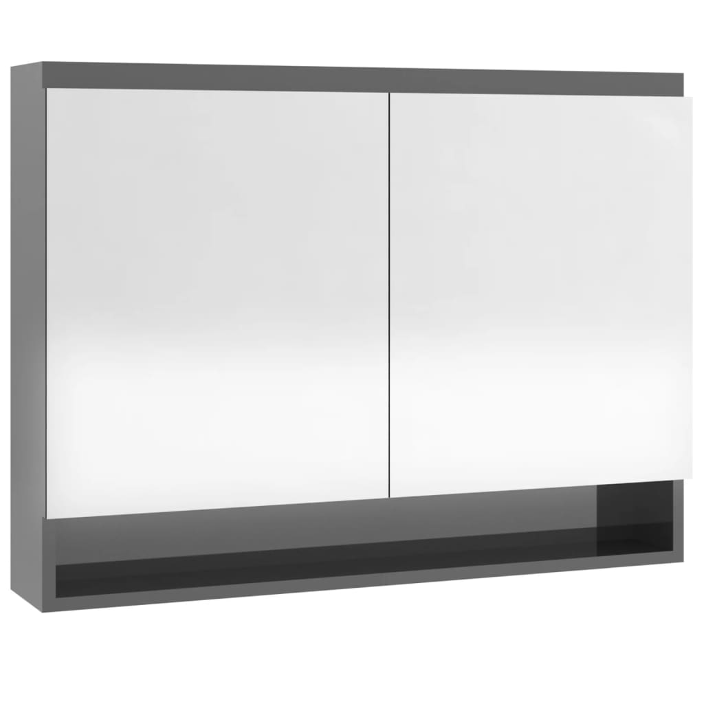 vidaXL Bathroom Mirror Cabinet 80x15x60 cm MDF Shining Grey