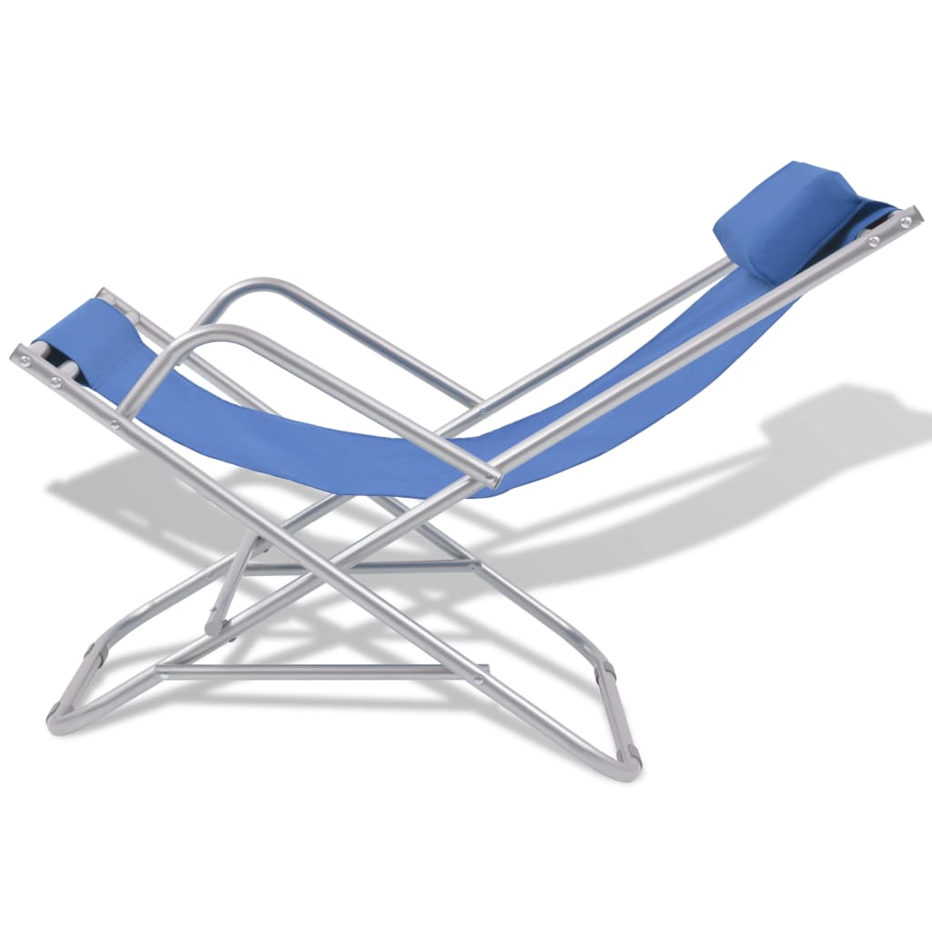 vidaXL Reclining Deck Chairs 2 pcs Steel Blue