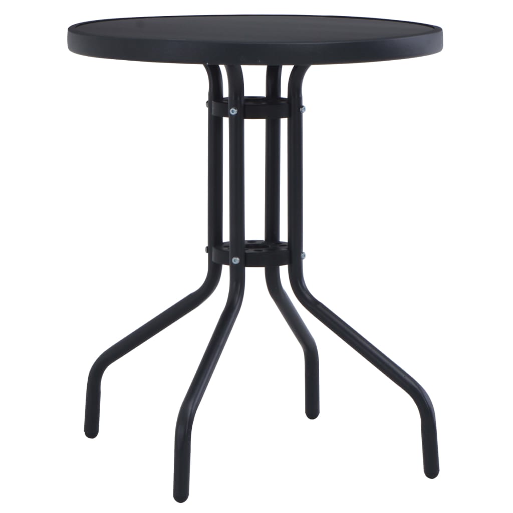vidaXL Garden Table Black 80 cm Steel and Glass