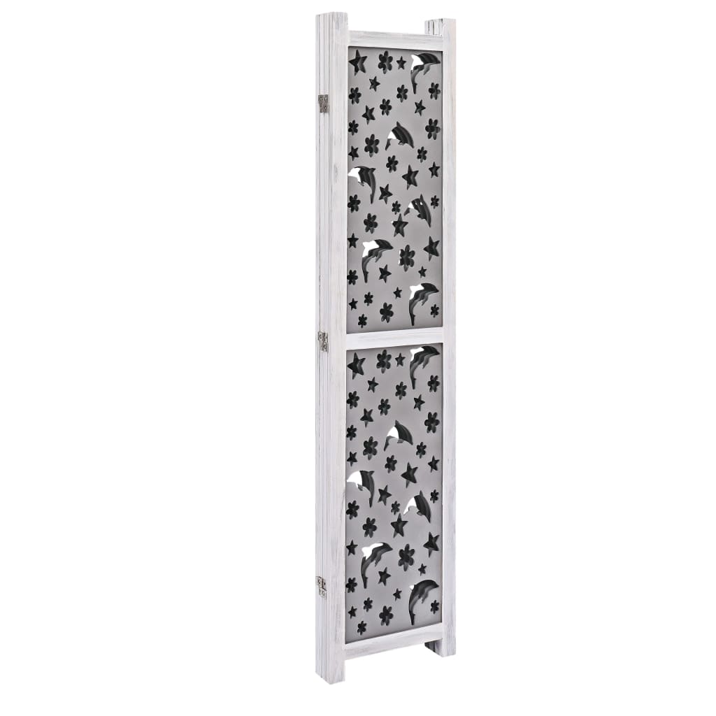 vidaXL 4-Panel Room Divider Grey 140x165 cm Solid Wood