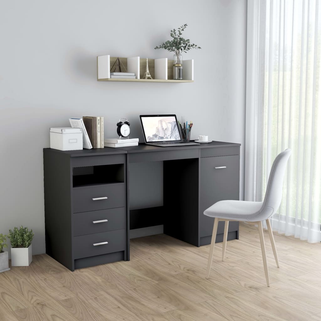 vidaXL Desk Grey 140x50x76 cm Engineered Wood
