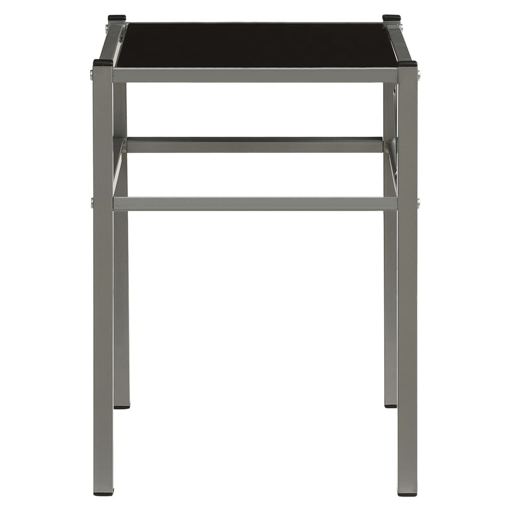 vidaXL Bedside Cabinet Grey and Black 42.5x33x44.5 cm Metal and Glass