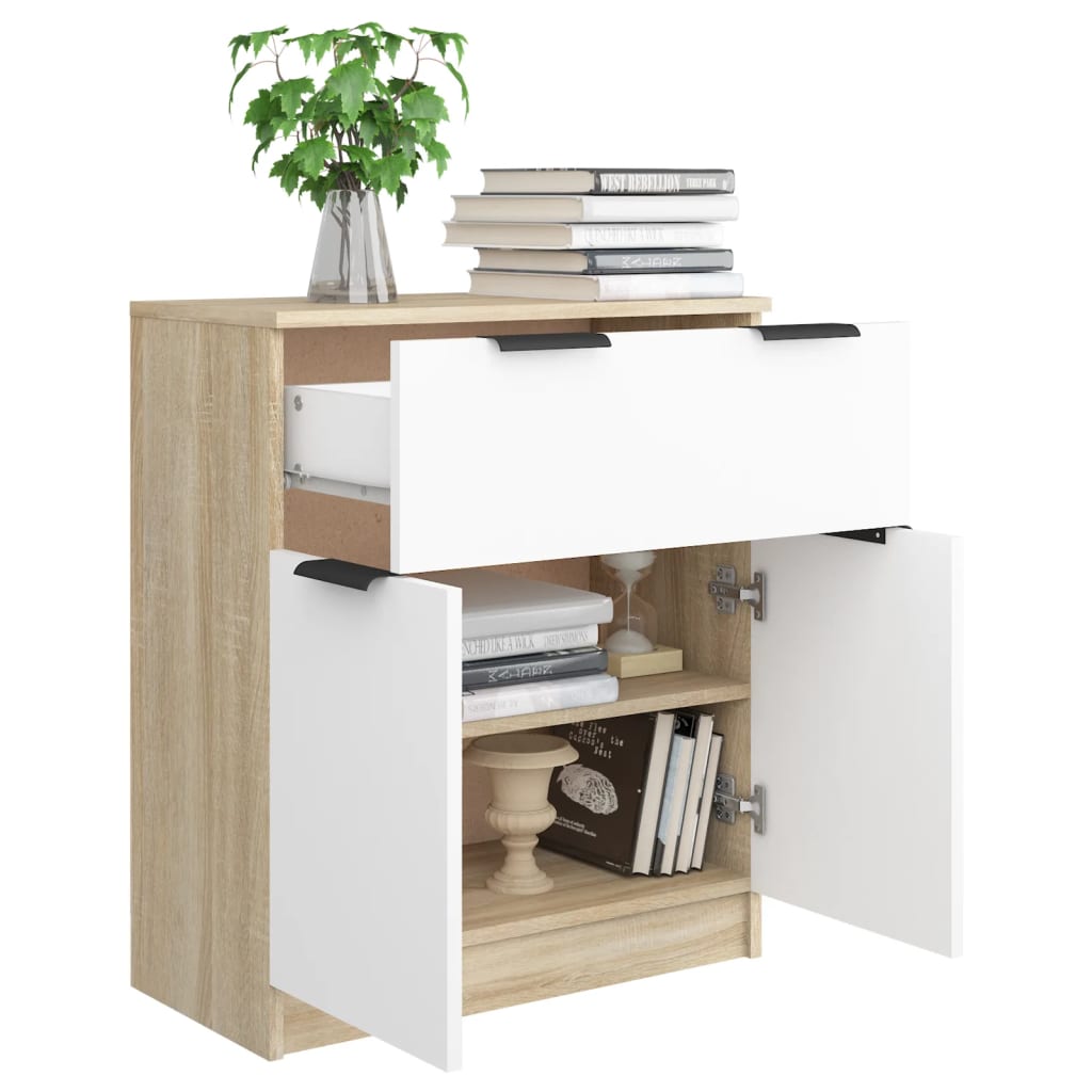 vidaXL Sideboard White and Sonoma Oak 60x30x70 cm Engineered Wood