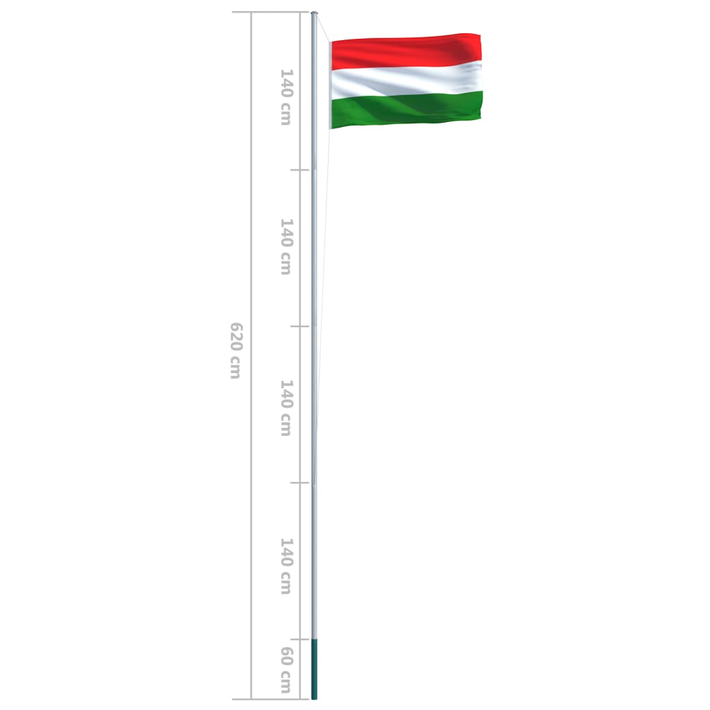 vidaXL Hungary Flag and Pole Aluminium 6.2 m