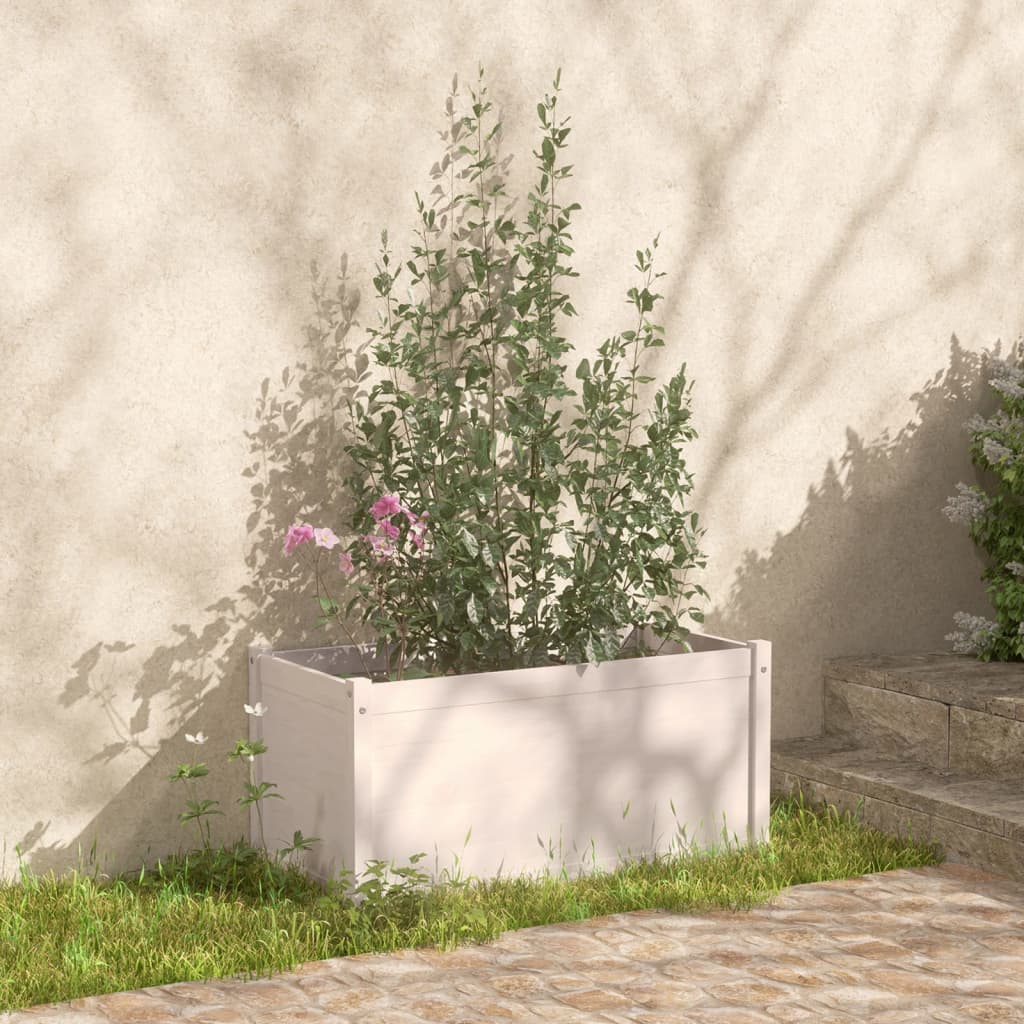 vidaXL Garden Planter White 100x50x50 cm Solid Pinewood