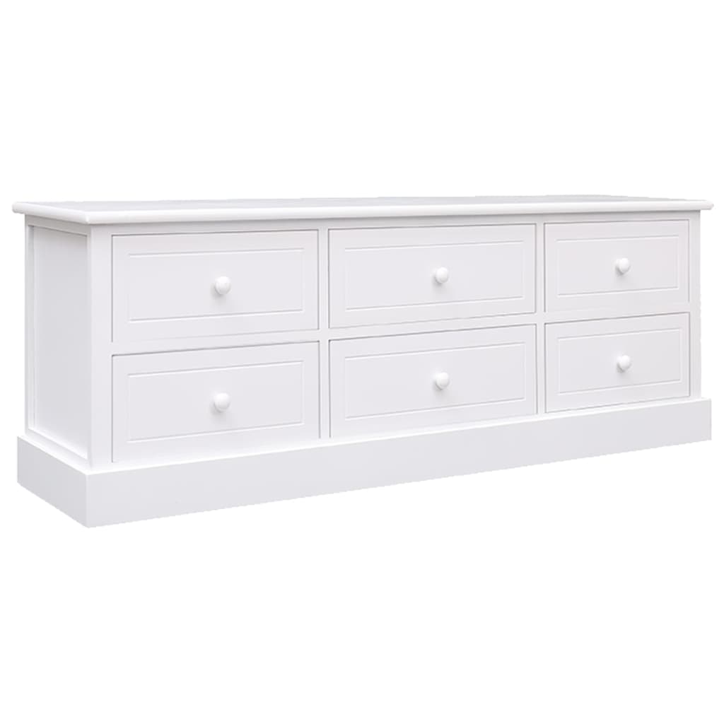 vidaXL TV Cabinet White 108x30x40 cm Solid Paulownia Wood