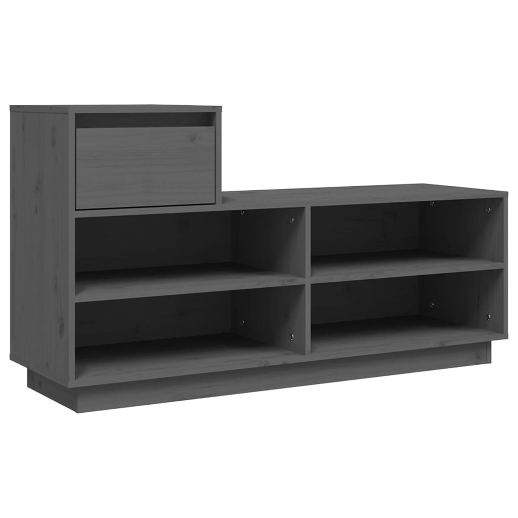 vidaXL Shoe Cabinet Grey 110x34x61 cm Solid Wood Pine