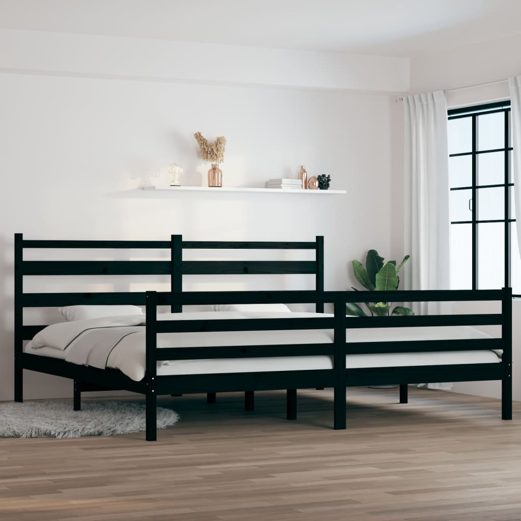 vidaXL Bed Frame Solid Wood Pine 200x200 cm Black