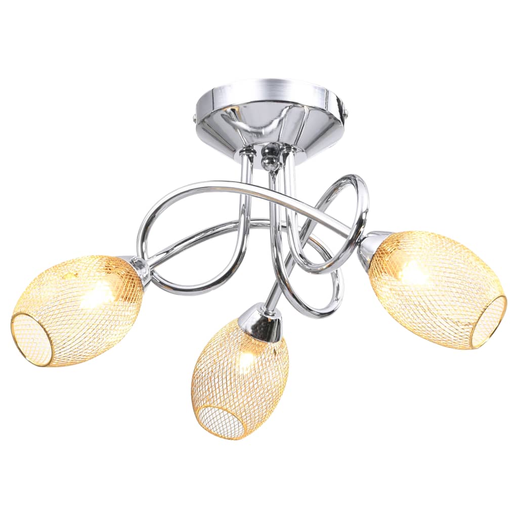 vidaXL Ceiling Lamp with Gold Plated Lamp Shades for 3 G9 Bulbs