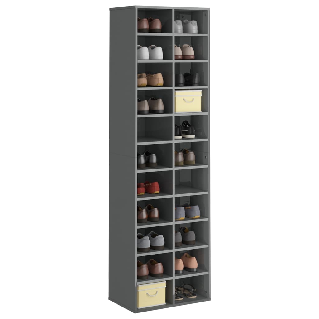 vidaXL Shoe Cabinet High Gloss Grey 54x34x183 cm Engineered Wood