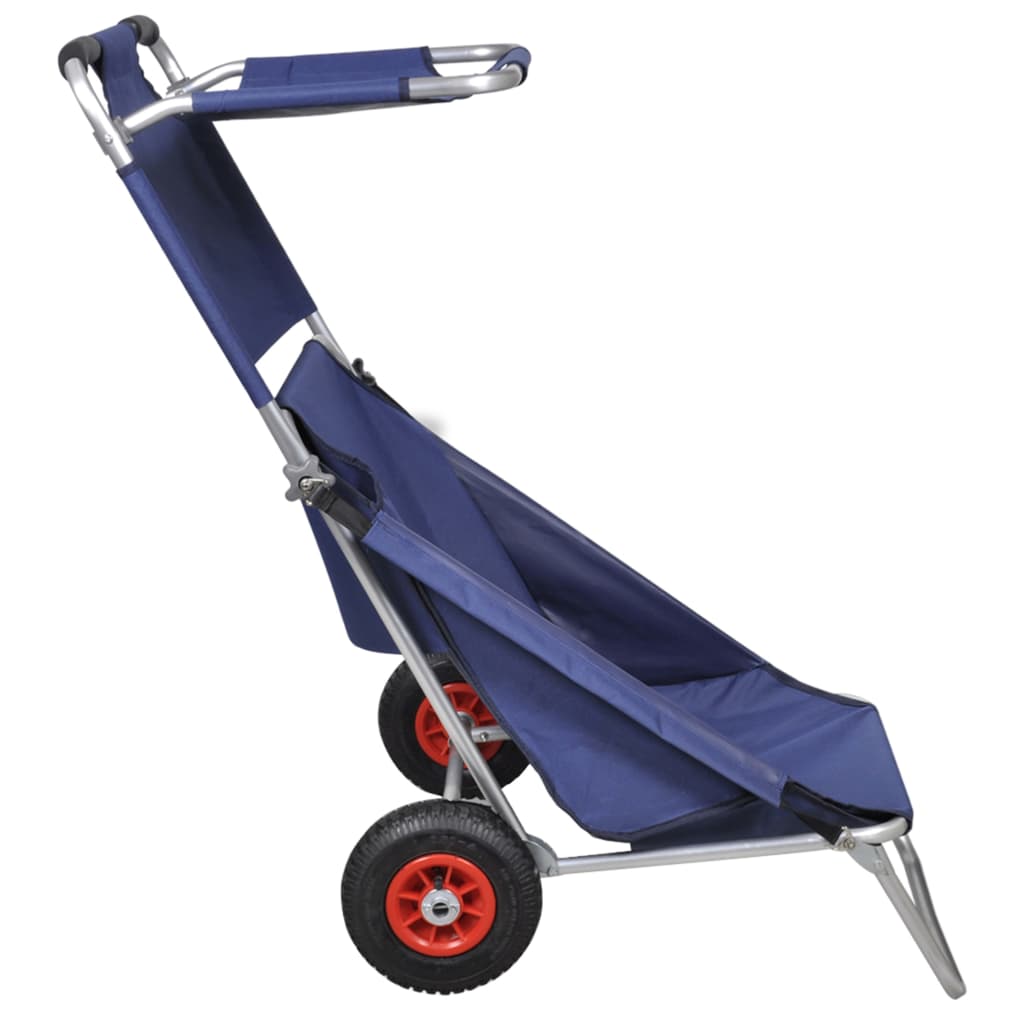 vidaXL Beach Trolley with Wheels Portable Foldable Blue