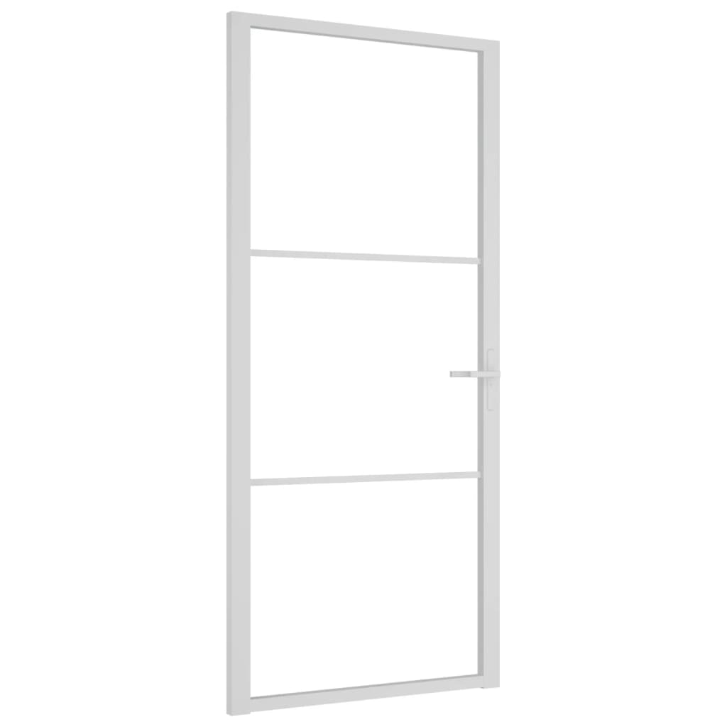vidaXL Interior Door 93x201.5 cm White ESG Glass and Aluminium
