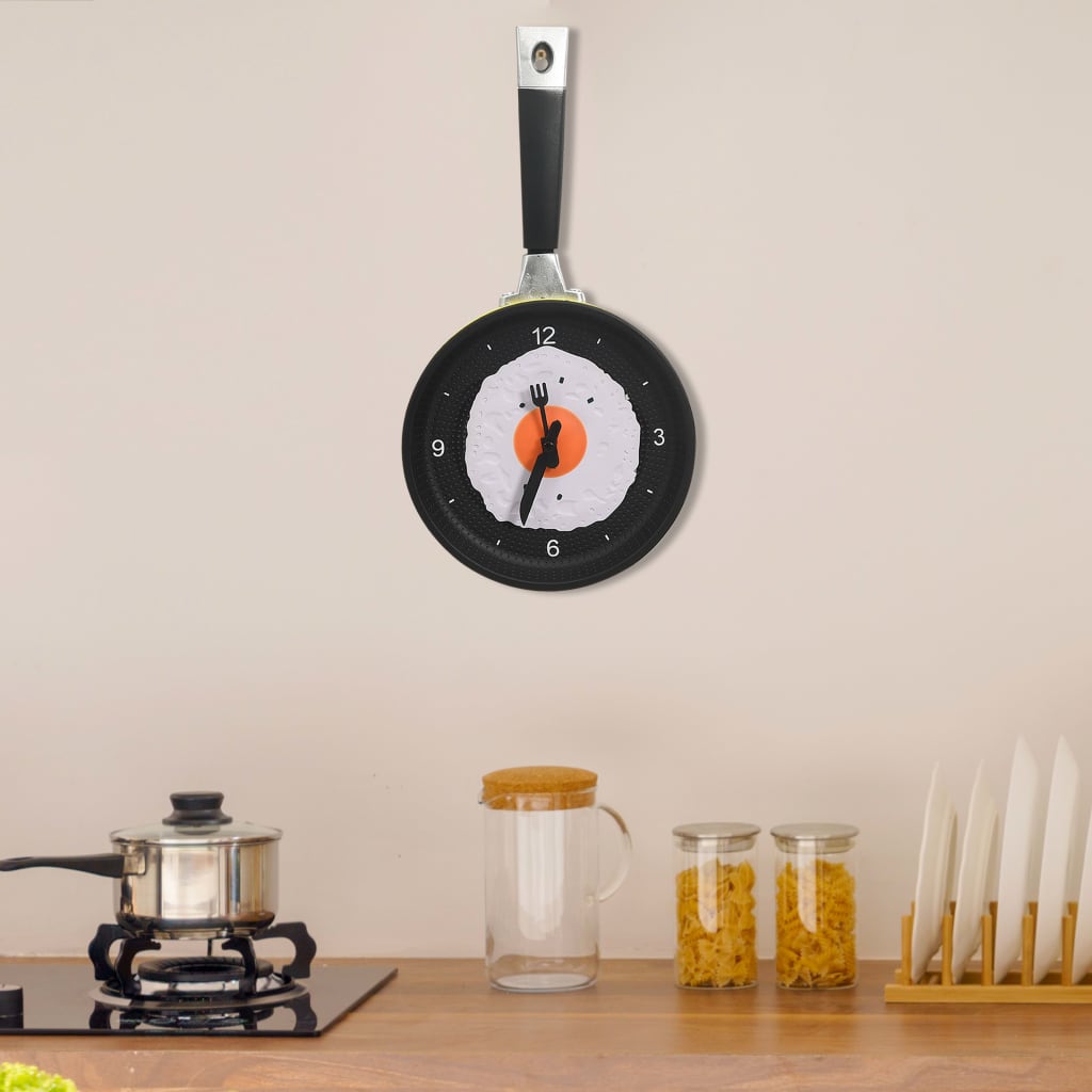 vidaXL Wall Clock with Fried Egg Pan Design 18.8 cm