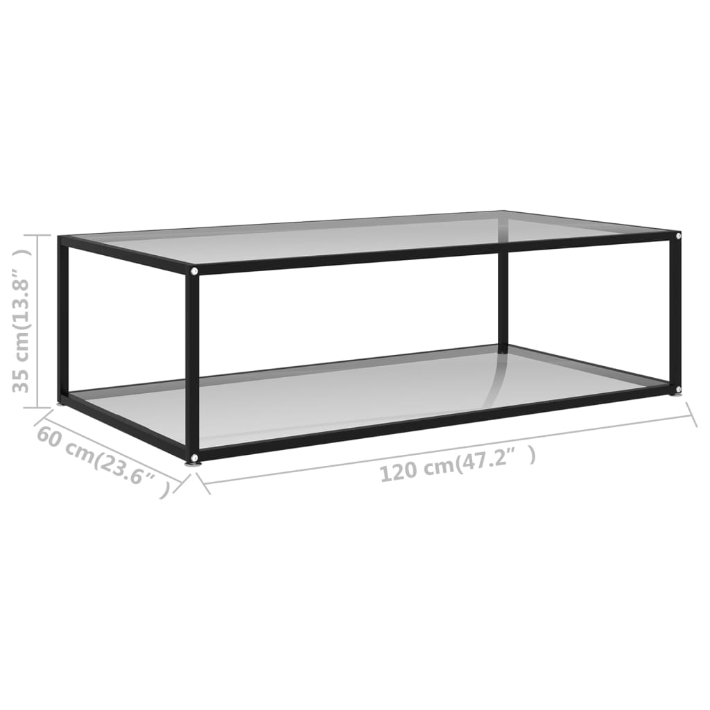 vidaXL Coffee Table Transparent 120x60x35 cm Tempered Glass