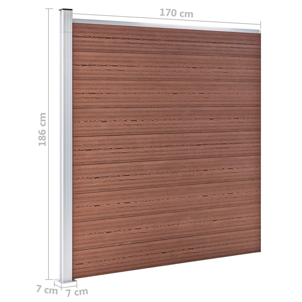 vidaXL WPC Fence Set 10 Square + 1 Slanted 1830x186 cm Brown