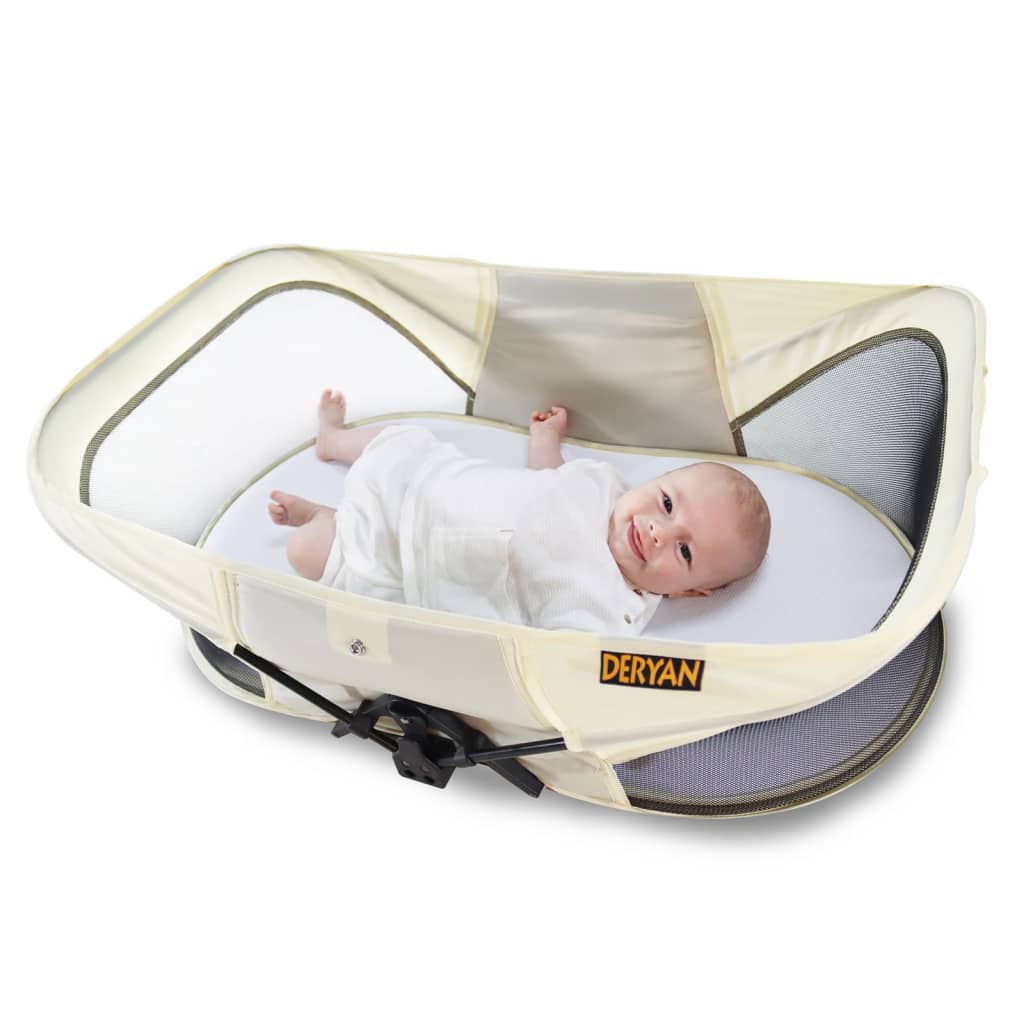 DERYAN Pop-up Travel Cot Infant Baby Luxe with Mosquito Net Cream