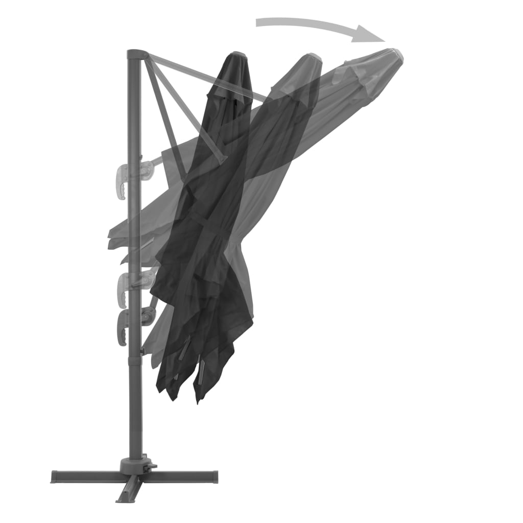 vidaXL Cantilever Umbrella with Aluminium Pole 3x3 m Black