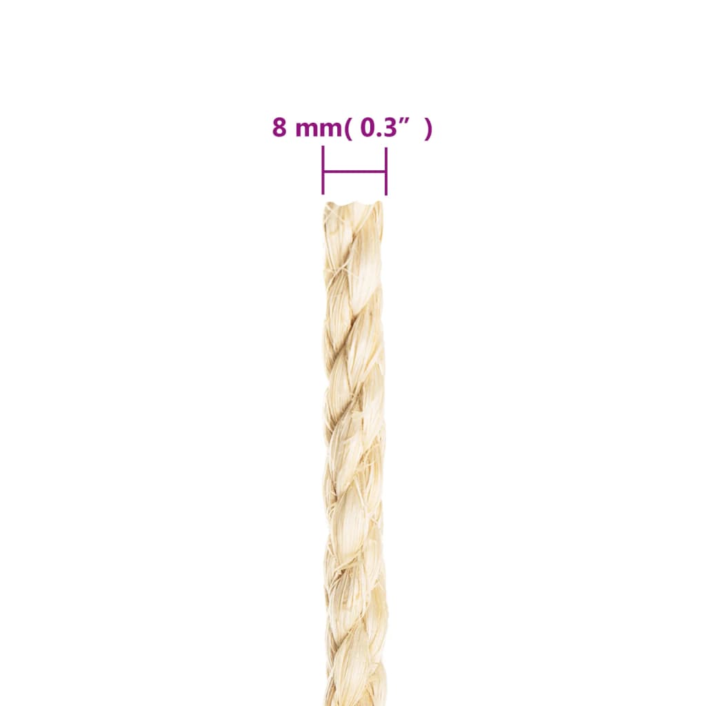 vidaXL Rope 100% Sisal 8 mm 25 m