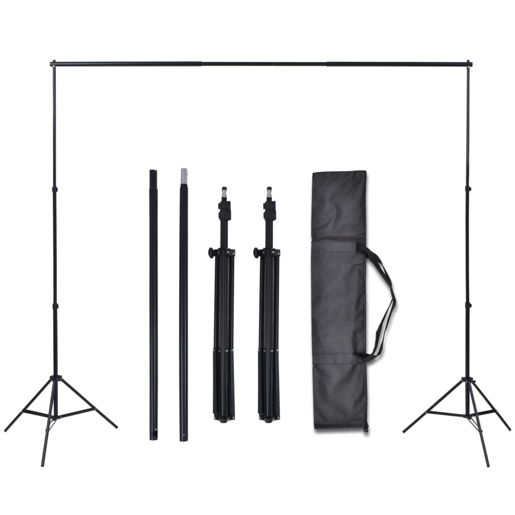 vidaXL Photo Studio Kit with 3 Cotton Backdrops Adjustable Frame 3x3m