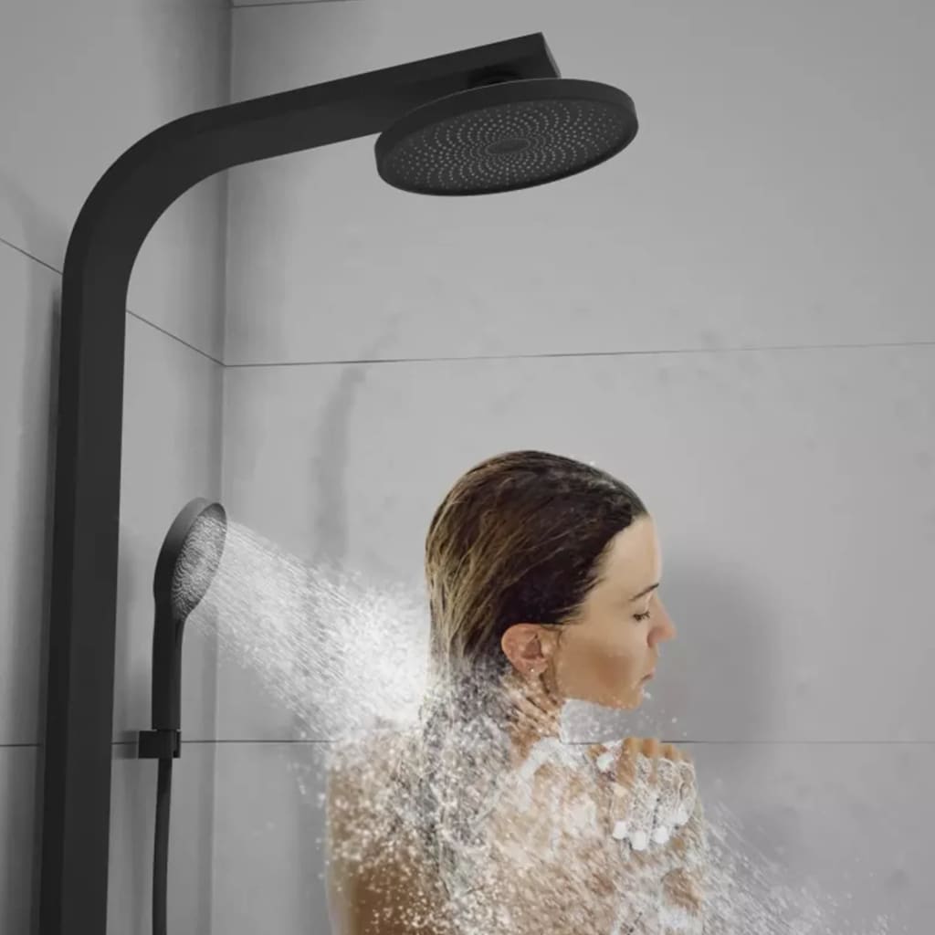 SCHÜTTE Overhead Shower Set with Thermostatic Tray SAMOA RAIN Matte Black
