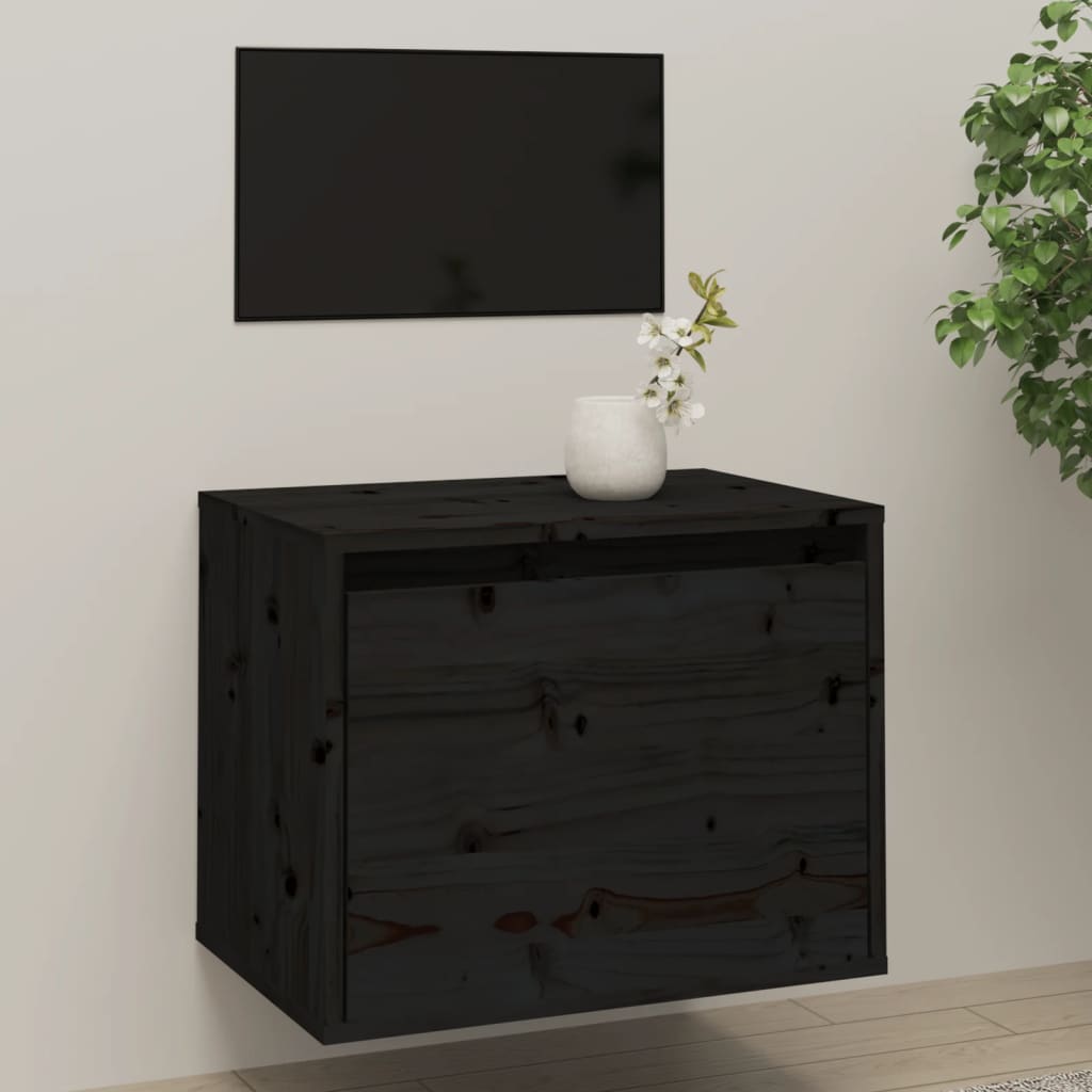 vidaXL Wall Cabinet Black 45x30x35 cm Solid Pinewood