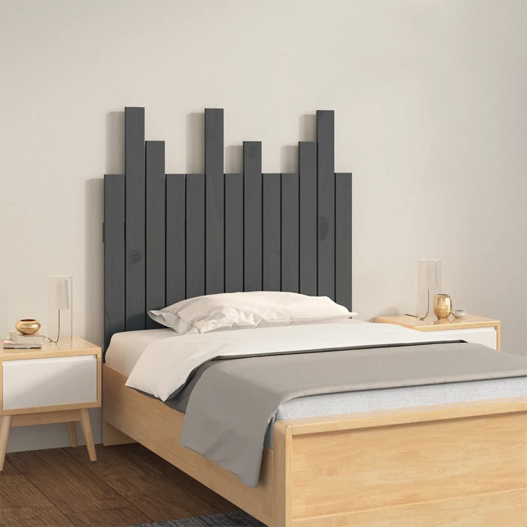 vidaXL Wall Headboard Grey 82.5x3x80 cm Solid Wood Pine