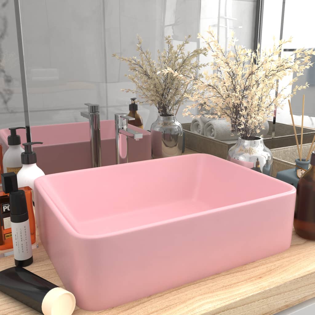 vidaXL Luxury Wash Basin Matt Pink 41x30x12 cm Ceramic