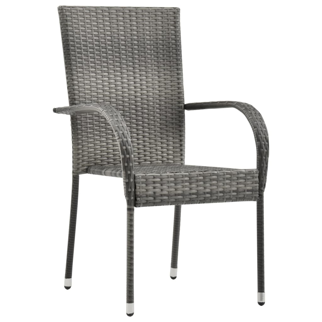 vidaXL Stackable Outdoor Chairs 4 pcs Grey Poly Rattan