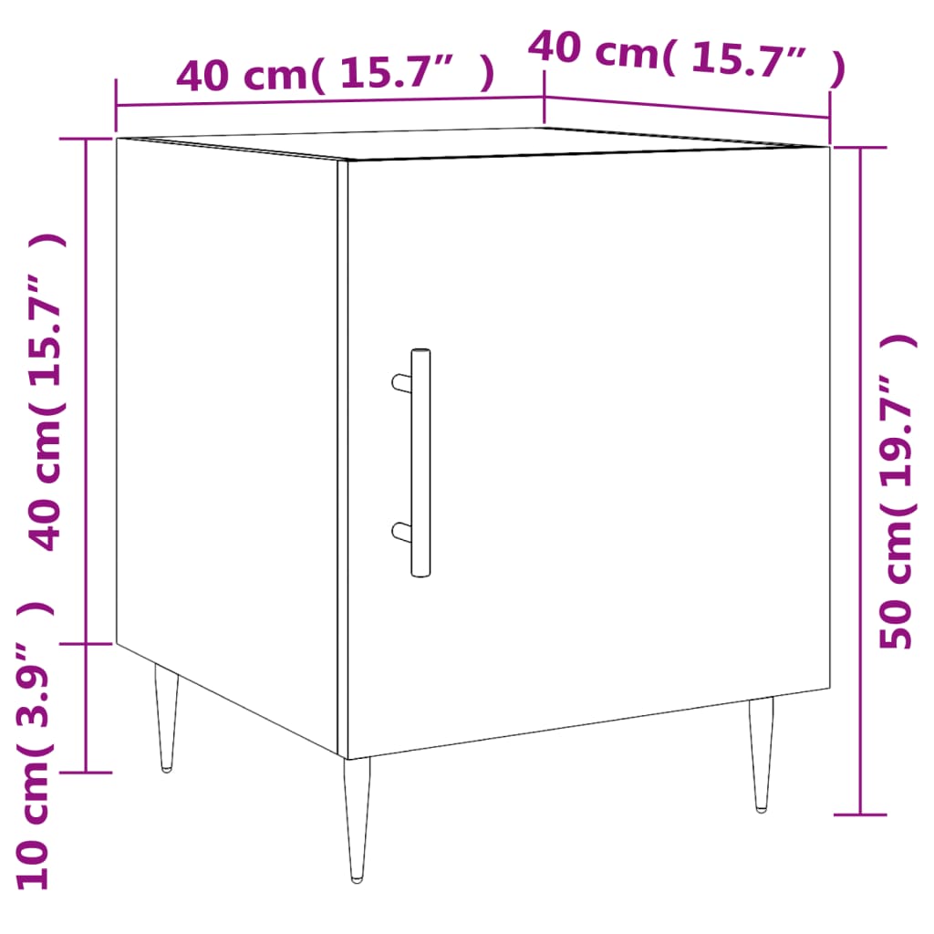 vidaXL Bedside Cabinet White 40x40x50 cm Engineered Wood