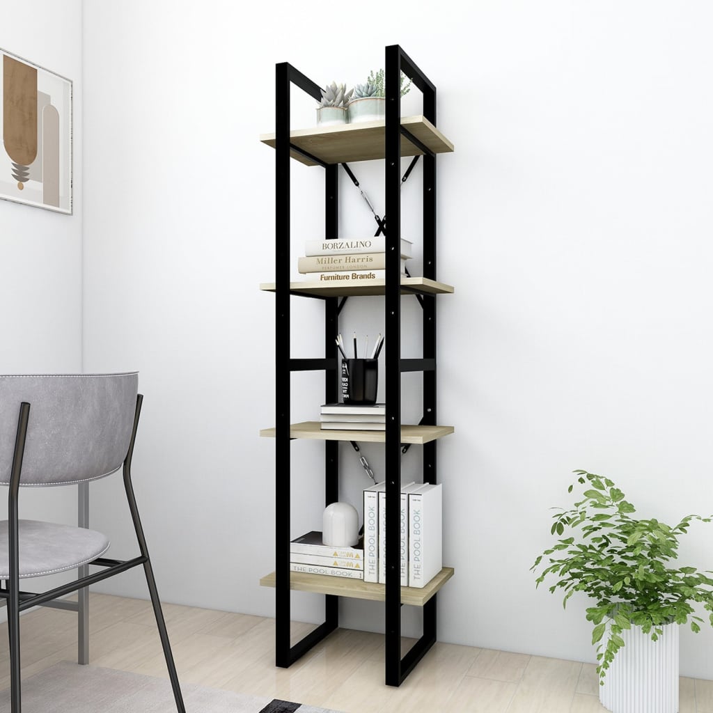 vidaXL 4-Tier Book Cabinet Sonoma Oak 40x30x140 cm Engineered Wood