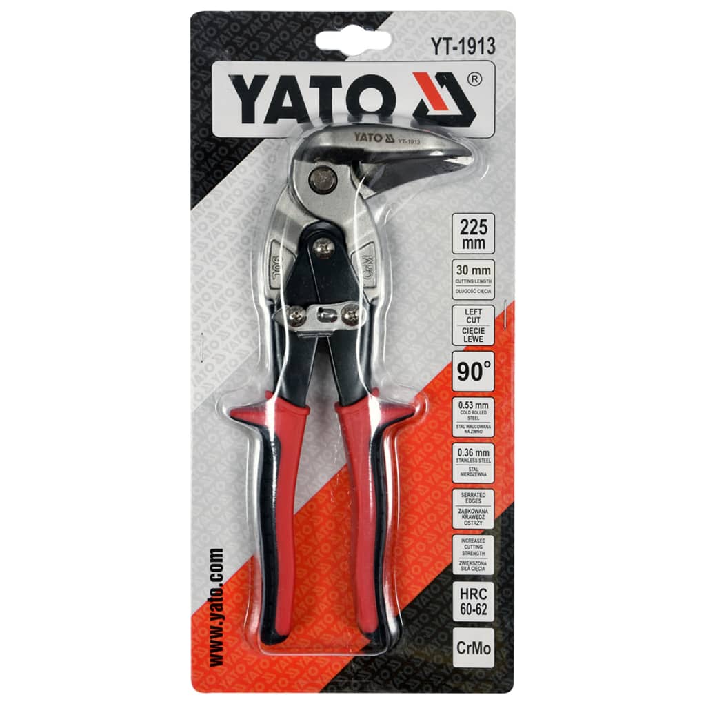 YATO Vertical Offset Snips Left 225 mm Red