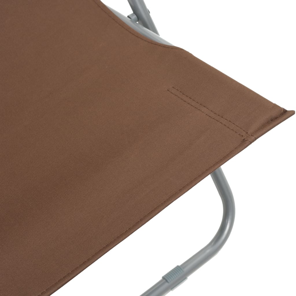 vidaXL Folding Beach Chairs 2 pcs Steel and Oxford Fabric Brown