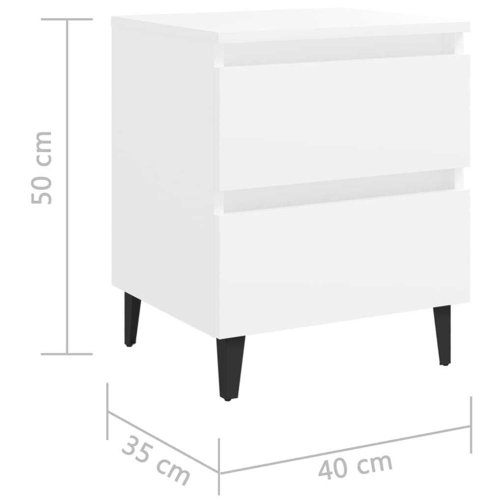 vidaXL Bed Cabinet White 40x35x50 cm Chipboard