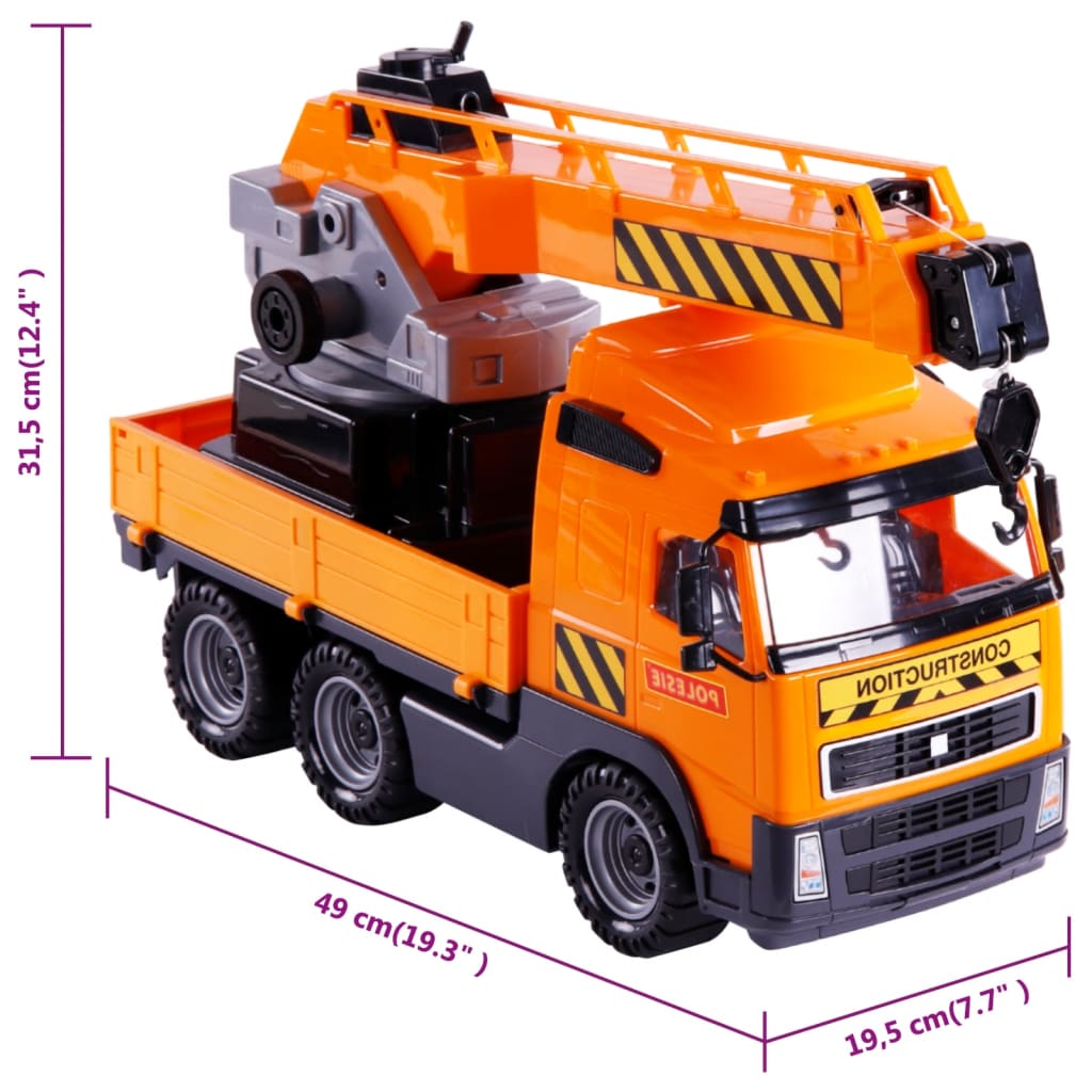 Polesie Wader 4 Piece Truck Set with Crane Orange&Black Polypropylene