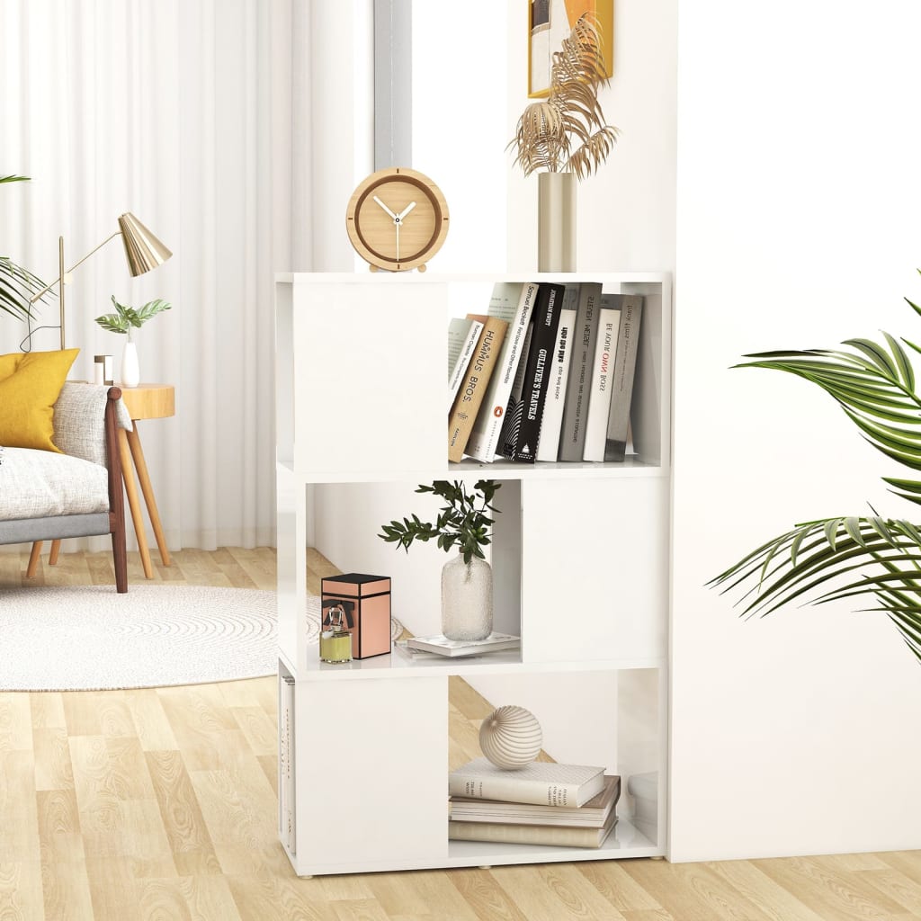 vidaXL Book Cabinet Room Divider High Gloss White 60x24x94cm Engineered Wood