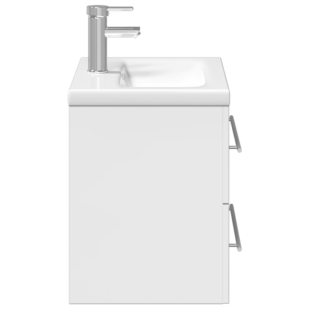 vidaXL Bathroom Sink Cabinet with Built-in Basin High Gloss White