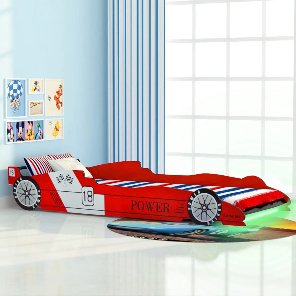 vidaXL Children's LED Race Car Bed 90x200 cm Red