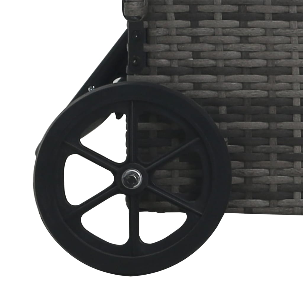 vidaXL Sun Lounger with Wheels Poly Rattan Grey