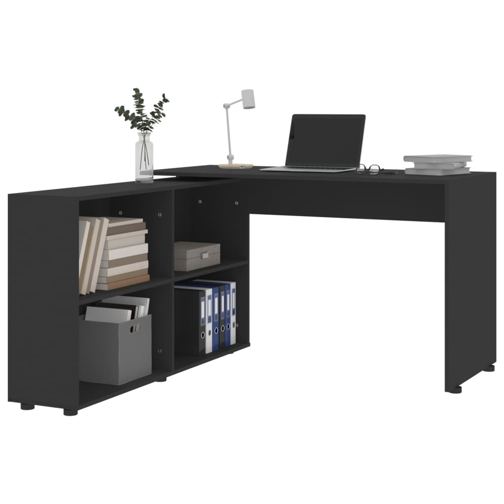 vidaXL Corner Desk Black Engineered Wood