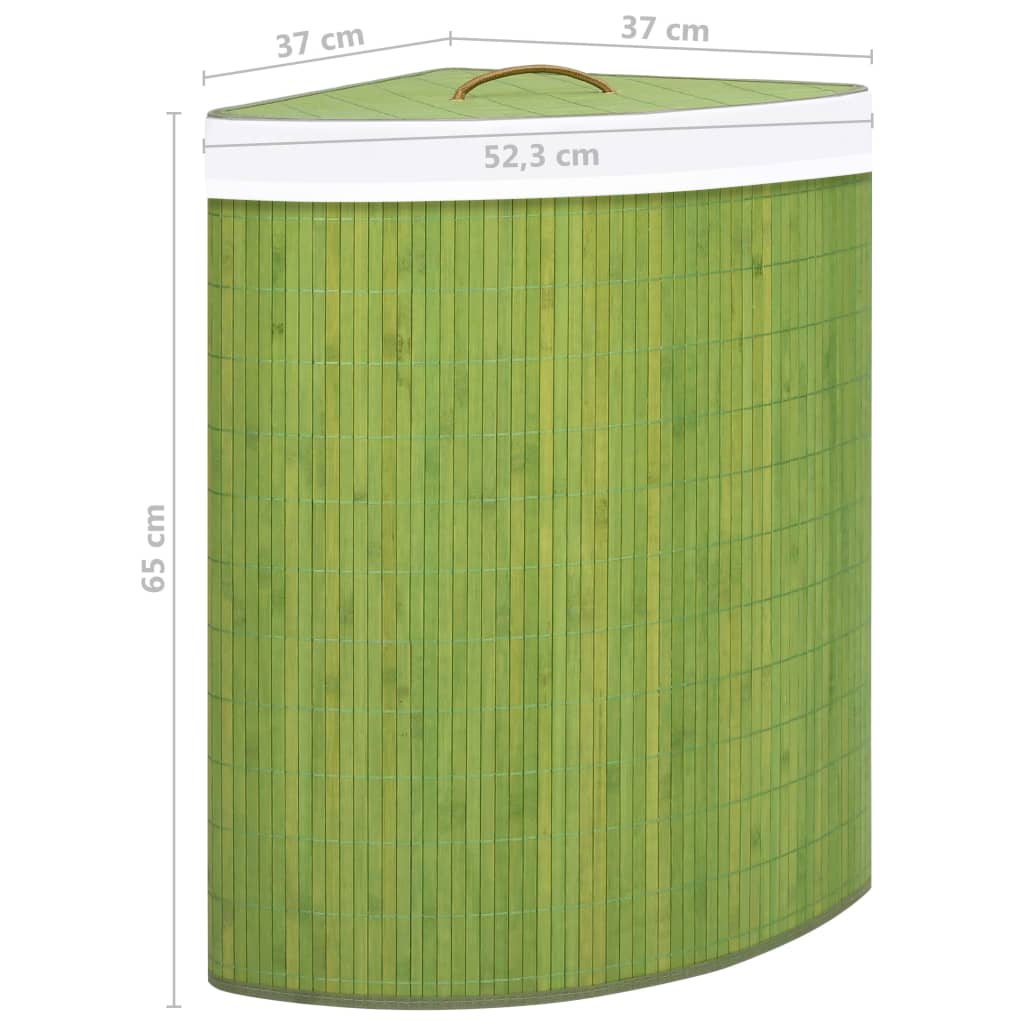 vidaXL Bamboo Corner Laundry Basket Green 60 L