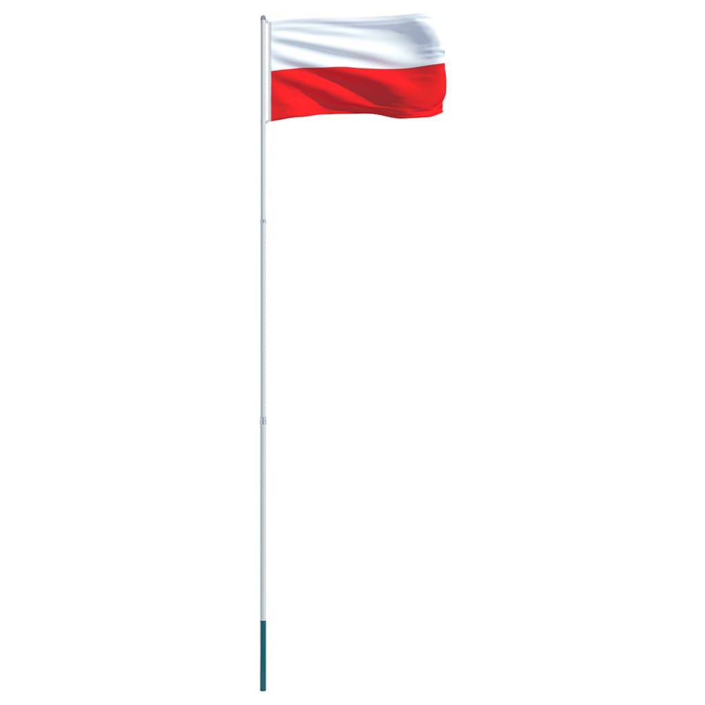 vidaXL Poland Flag and Pole Aluminium 4 m